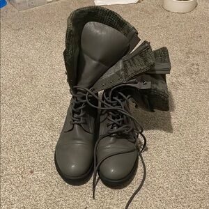 Stylish Gray Lace-Up Boots